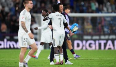 Vinicius, Real Madrid player, with manager Xabi Alonso