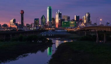 The Dallas city skyline.