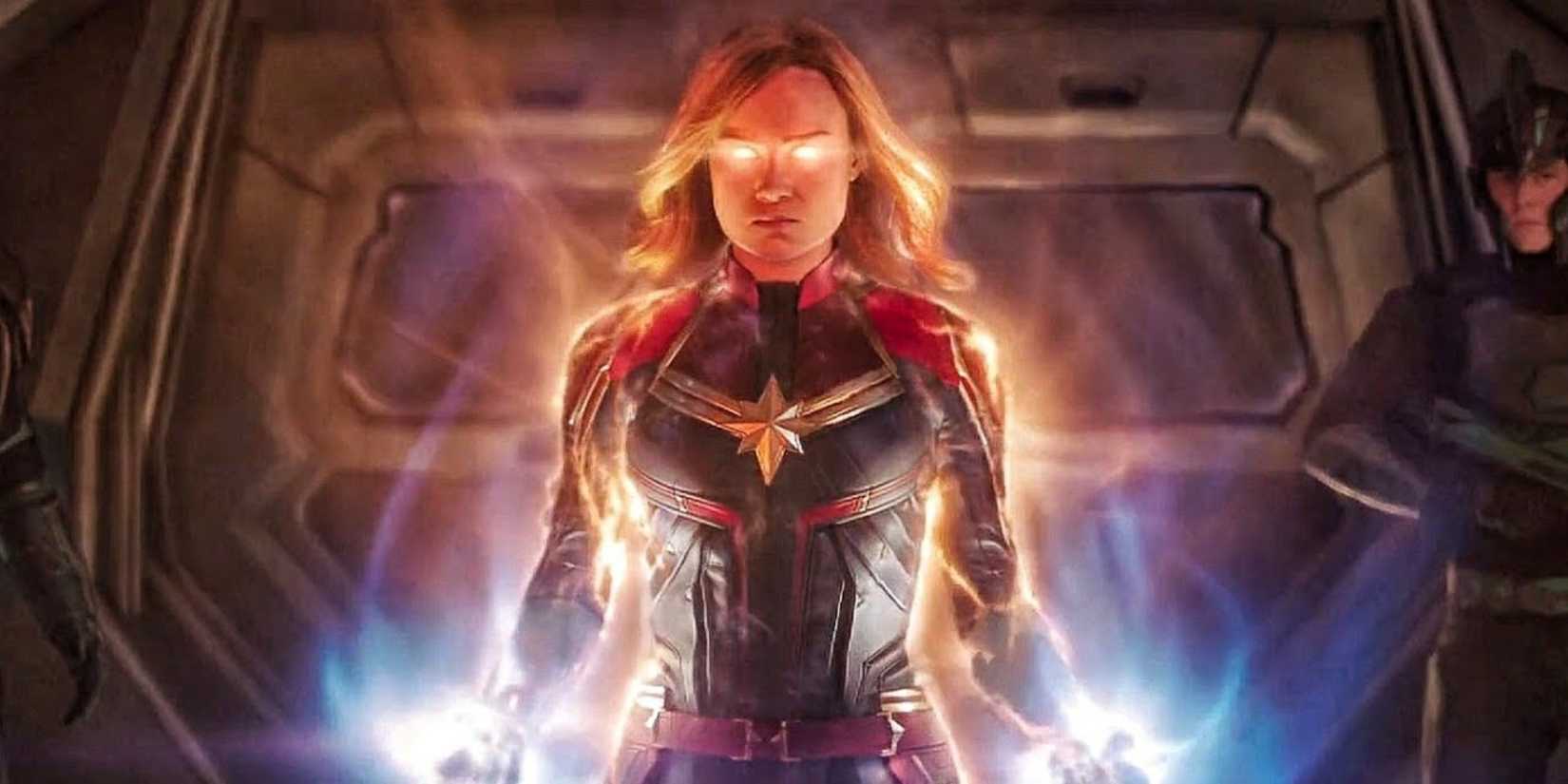 Captain Marvel (Brie Larson) unleashes her full power for the first time in Captain Marvel.