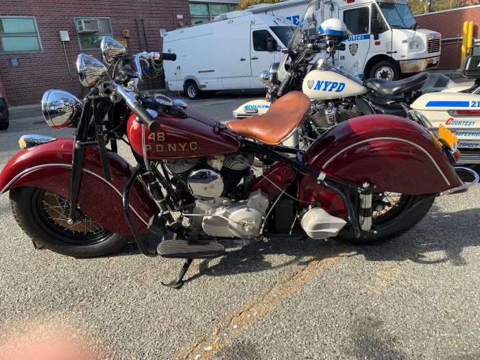 a red vintage motorcycle
