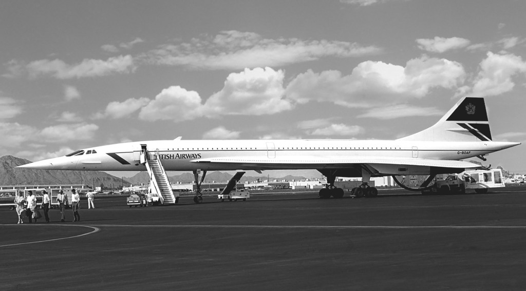 A British Airways Concorde supersonic jet on the tarmac at Phoenix Sky Harbor