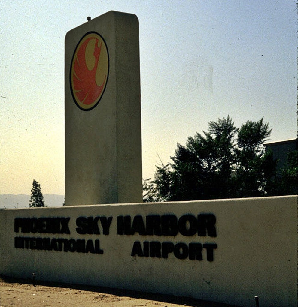 A sign for Sky Harbor International Airport in 1984.