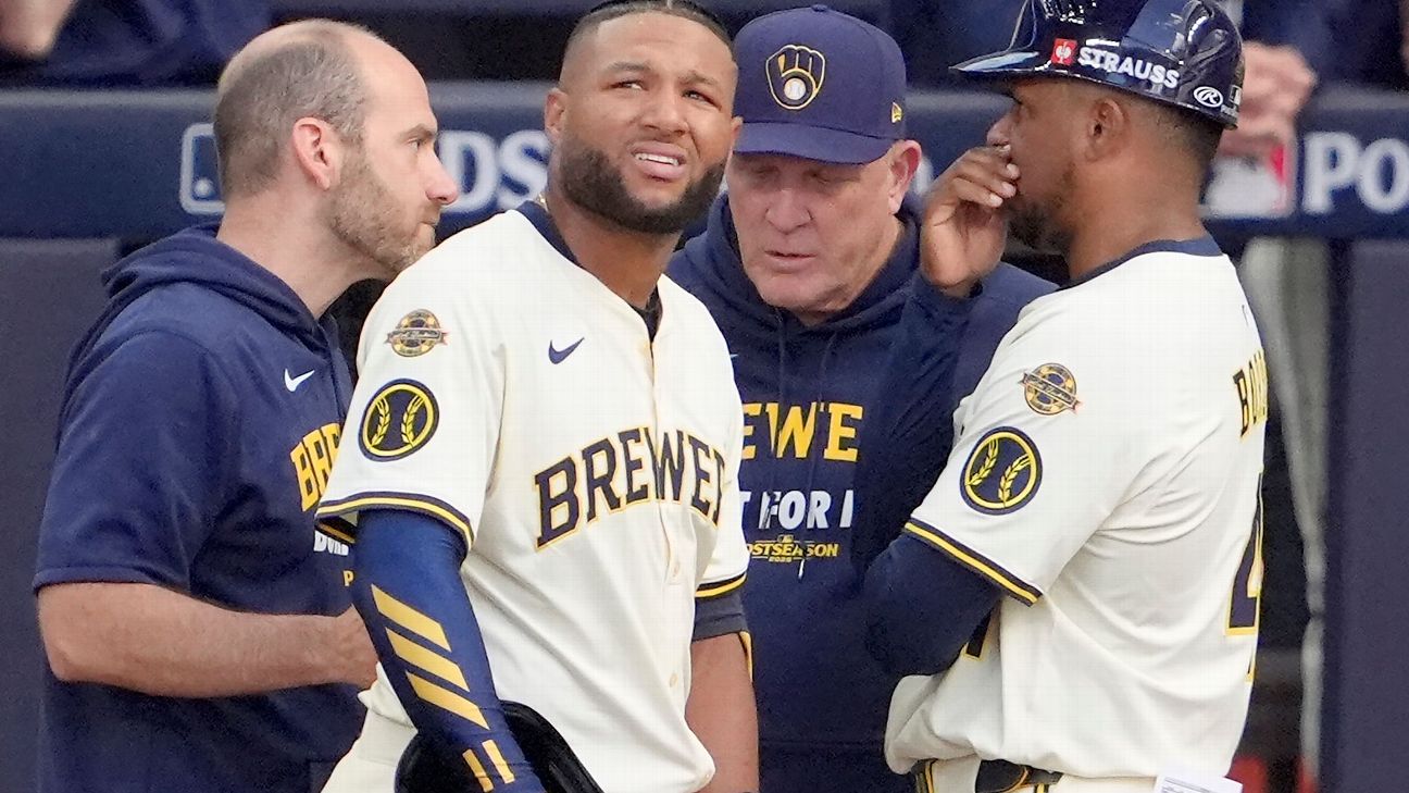 Milwaukee Brewers OF Jackson Chourio exits Game 1 injured