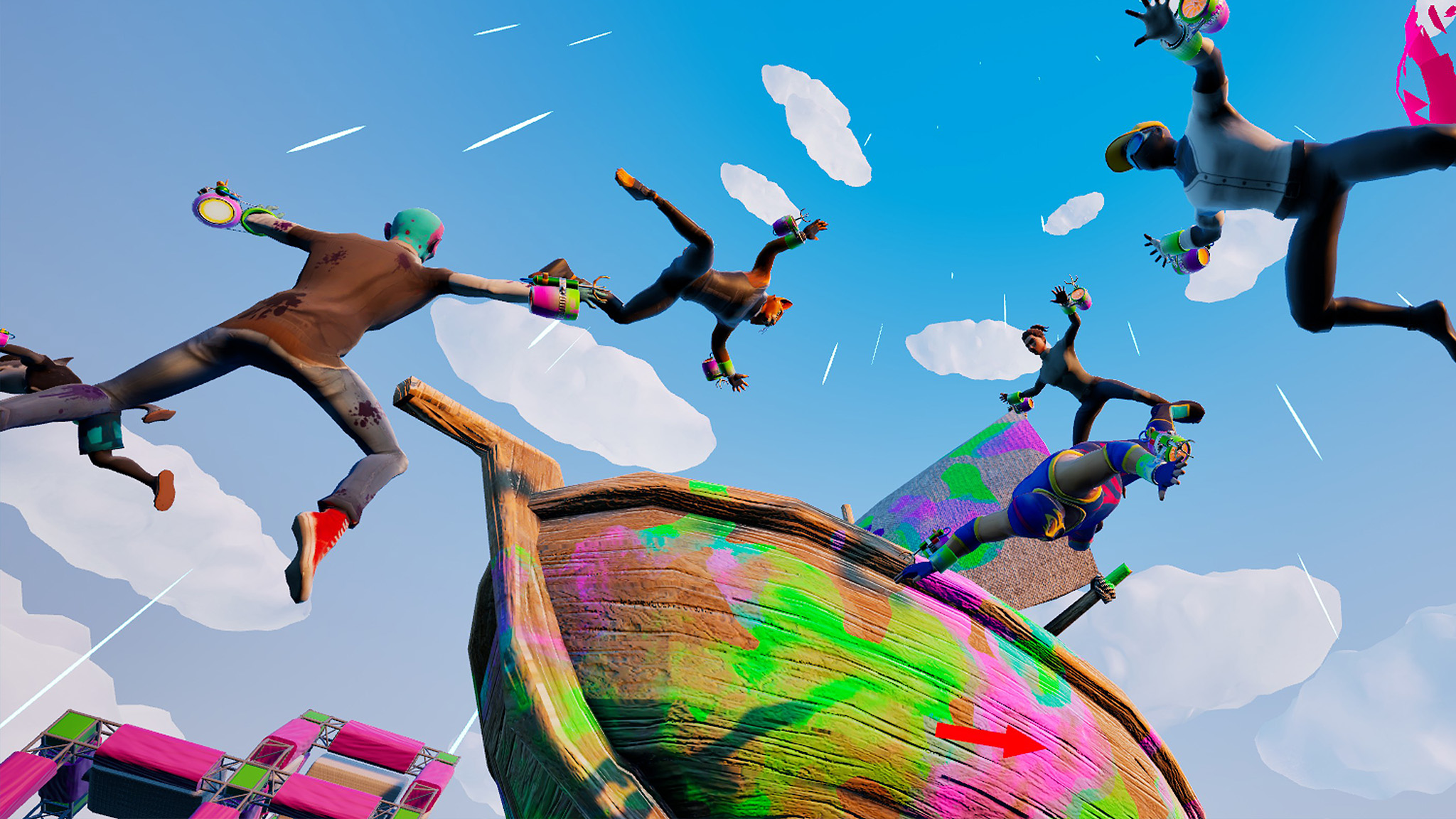 An official screenshot of players falling through the air in Project Freefall for the Meta Quest 3