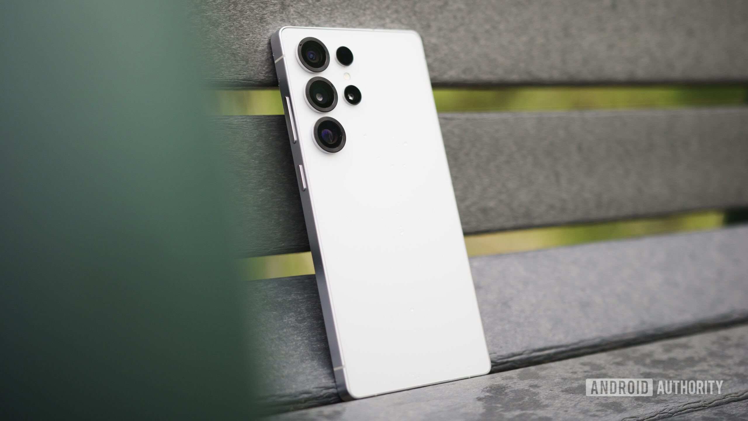 samsung galaxy s25 ultra joe revisit 10 The Samsung Galaxy S25 Ultra propped upright on a bench.