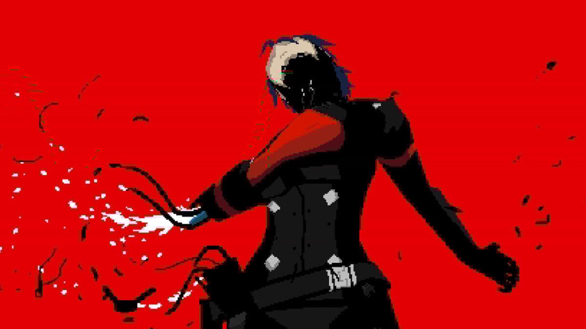 An android character gets their arm blown off.