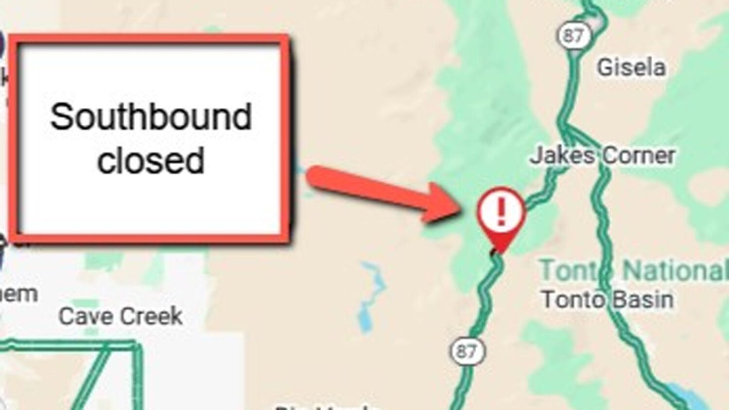 Part of State Route 87 was closed after a crash Thursday morning. (ADOT map)...