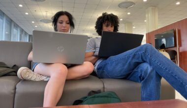 Two Jefferson Community and Technical College students study in between classes. (Spectrum News 1/Eileen Street)
