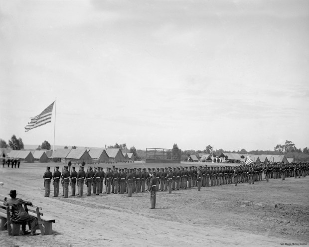 Marines at an encampment in Balboa Park in 1915 as part of the Panama-California Exposition. (San Diego History Center)