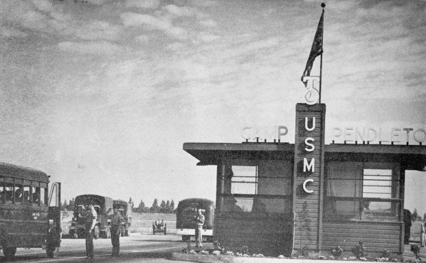 Entrance to Camp Pentleton in 1944. (San Diego History Center)