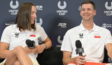 Iga Swiatek and Hubert Hurkacz at the 2025 United Cup in Sydney.