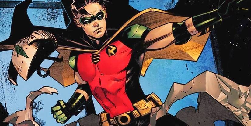 Tim Drake throwing a gadget from his utility belt in DC Comics