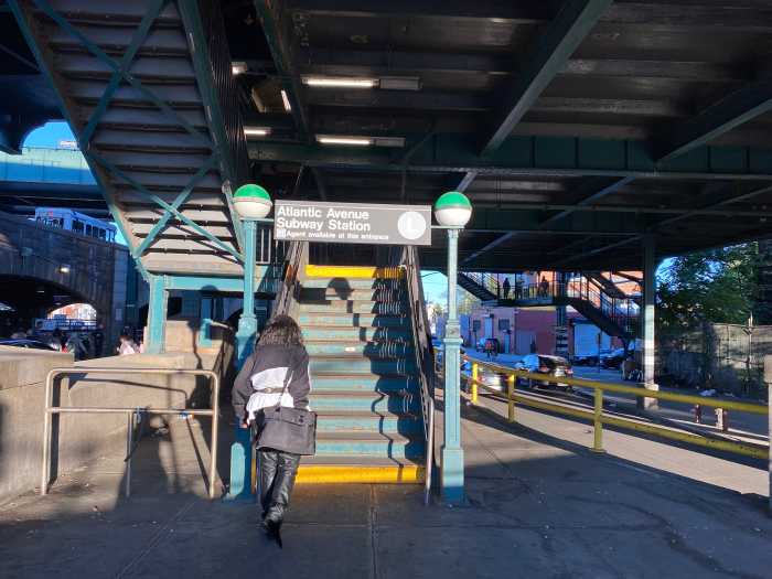 steps leading to a train station in East New York 