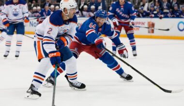 Evan Bouchard has a turnover and mistake-prone game in the Oilers' loss at the Islanders