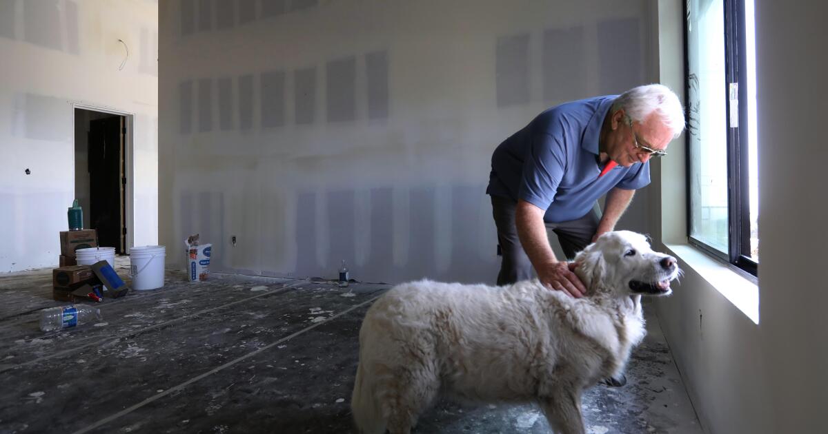 He might be the first one to rebuild a house in Altadena, and he credits his golden retriever
