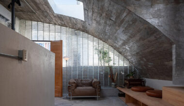 concrete arches enclose glass block interiors of renovated xuebei home