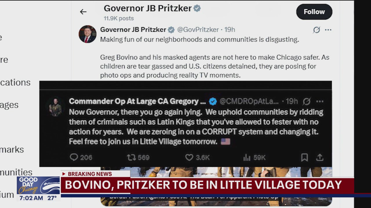 Pritzker, Bovino trade jabs on X; both will be in Little Village today