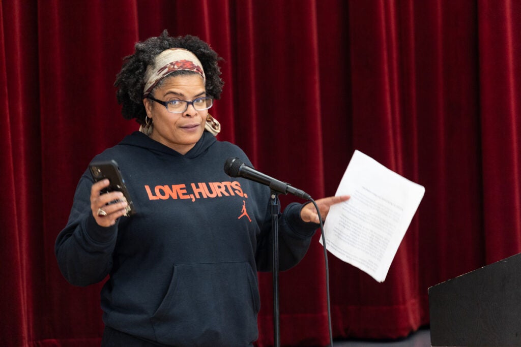 Athena Scott speaks to crowd