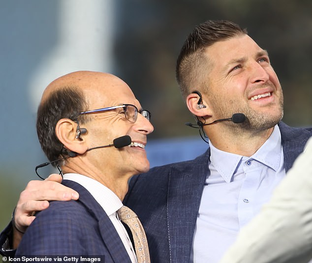 Finebaum, who often shares airtime with Tim Tebow (right), will reportedly run in Alabama