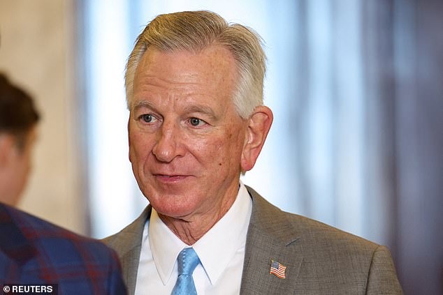 Paul Finebaum could run to replace former Alabama football coach Tommy Tuberville (pictured) when he vacates his senate seat in 2026 to run for governor in the state