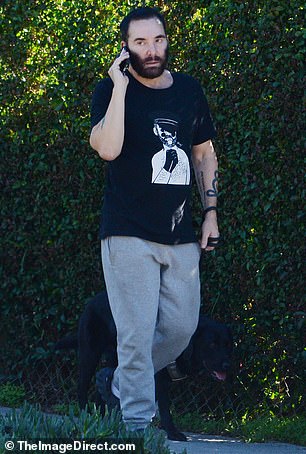 He enjoyed a casual stroll earlier this week on Wednesday while sporting a printed black shirt as well as a pair of gray sweatpants