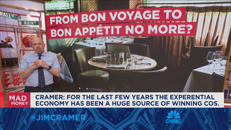 For the last few years the experiential economy was a huge source of winning companies: Jim Cramer