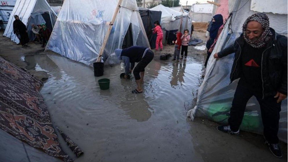 Distress Calls from Displacement Camps in Gaza After Tents Flo...