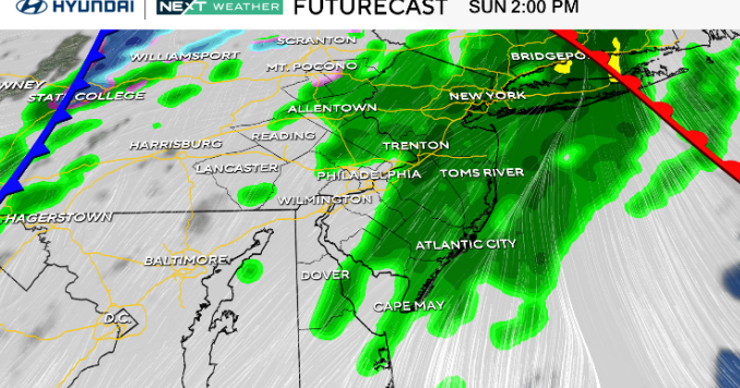 Rain returns Sunday in Philadelphia area ahead of coastal storm bringing snow Tuesday