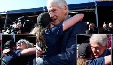 Bill Clinton shows up at NYC Marathon finish line with mysterious bandage