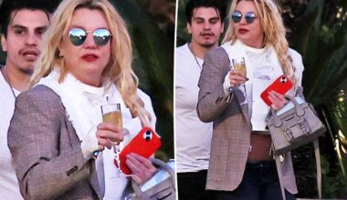 Britney Spears spotted walking to car with champagne flute as family remains concerned over erratic behavior