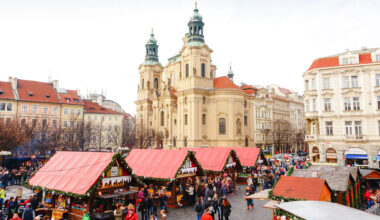 PRAGUE, CZECH REPUBLIC - DECEMBER 19,2015: Atmosphere of beautiful Christmas market at Old Town Square (Staromestske namesti).