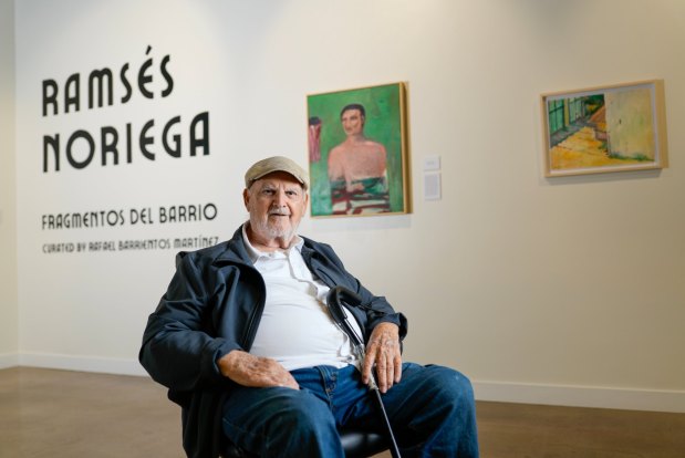 Ramsès Noriega, work is featured in a new exhibit "Fragmentos Del Barrio" at the Chicano Park Museum. (Alejandro Tamayo / The San Diego Union-Tribune)