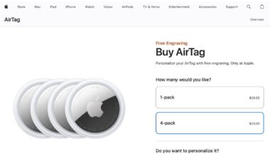 Apple's website lists AirTag 4-pack for $29 in likely pricing error [Update: Fixed]