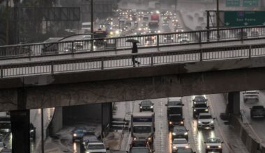 Atmospheric river douses Southern California, threatening rockslides in LA's fire-ravaged areas