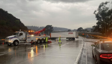Truck wreck in wet conditions shuts down part of I-15, with more storms on way