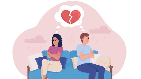 Arguing couple flat concept vector illustration