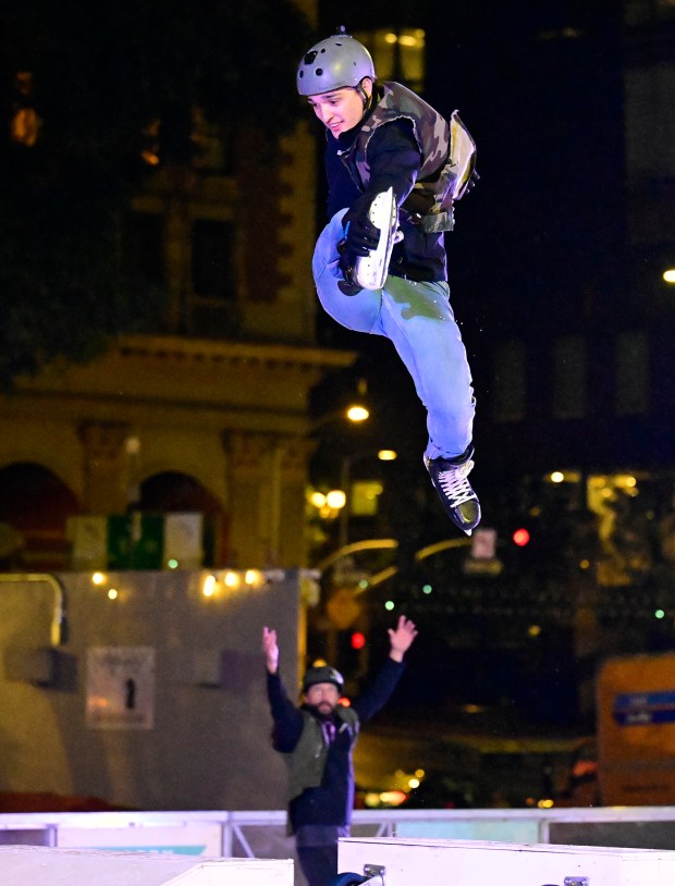 Johanny Velaquez of Air Entertainment jumps from a ramp. The...