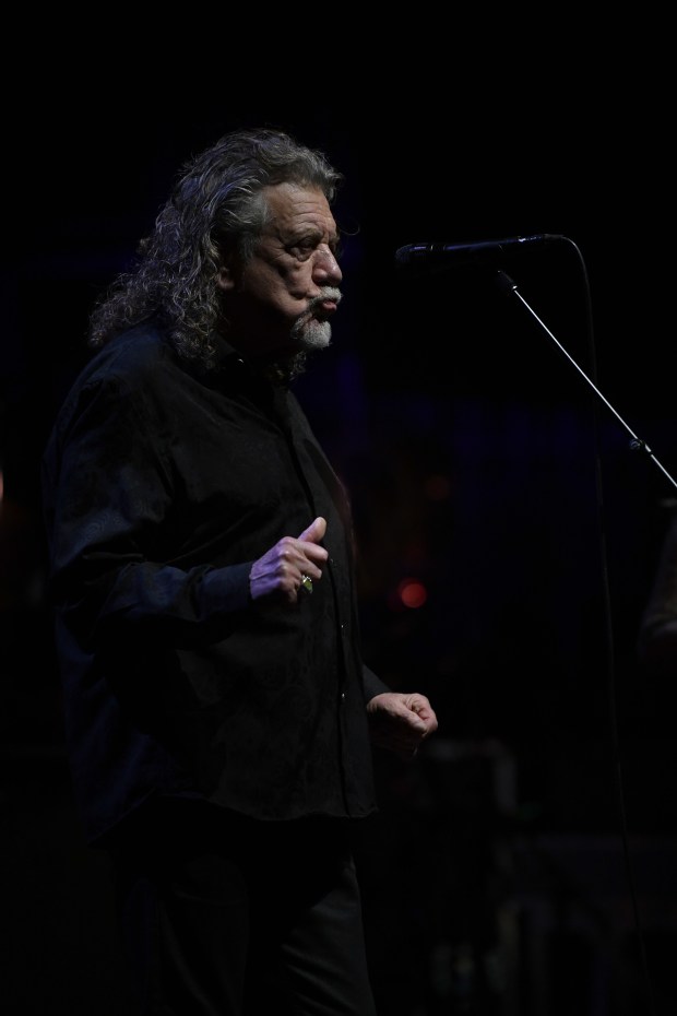 Robert Plant performs with his band, Saving Grace, featuring vocalist...