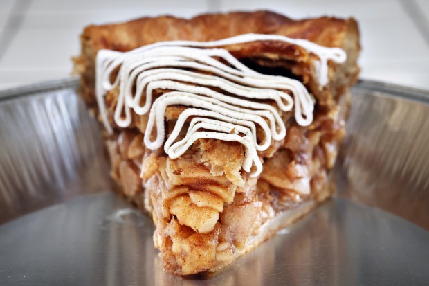 A slice of The One for Paul pie at the pastry shop Blame Butter, 168 W. Huron Street in Chicago, Nov. 21, 2025. (Terrence Antonio James/Chicago Tribune)