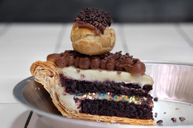 A slice of the I'll Cry if I Want To pie at the pastry shop Blame Butter, 168 W. Huron Street in Chicago, Nov. 21, 2025. (Terrence Antonio James/Chicago Tribune)