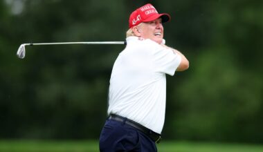 Trump sinks chip shot in viral golf video after claiming 38 golf championships