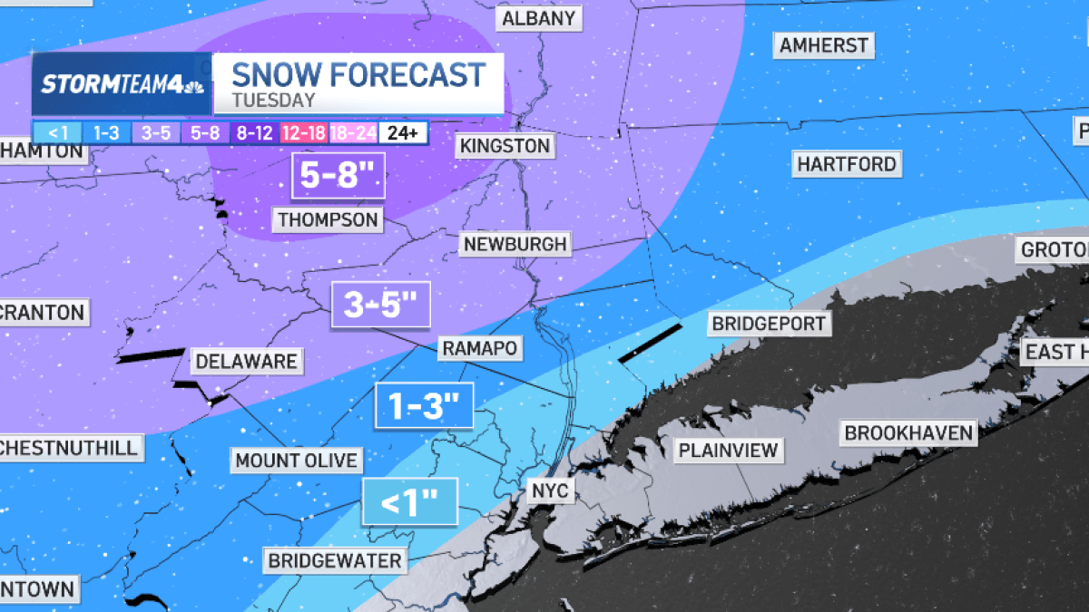 When is snow coming? Big storm looks to blanket NY, NJ on Tuesday – NBC New York