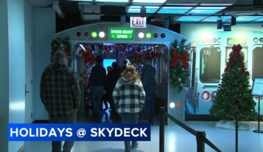 Chicago Christmas events: Willis Tower's Skydeck Chicago decking the halls for the holidays