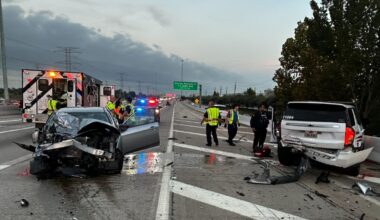 Deputy monitoring traffic injured after vehicle crashed into parked patrol unit on North Beltway 8, officials say