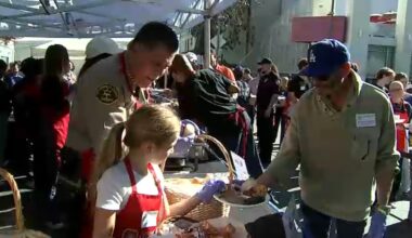 Thousands along Skid Row receive Thanksgiving meals, services