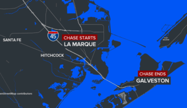 Driver of vehicle suspected of hit-and-run killed in crash at the end of a chase at the Galveston Seawall, La Marque PD says