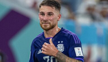 DOHA, QATAR - Wednesday, November 30, 2022: Argentina's Alexis Mac Allister during the FIFA World Cup Qatar 2022 Group C match between Poland and Argentina at the Stadium 974. (Pic by David Rawcliffe/Propaganda)