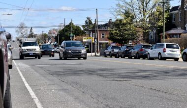 Drivers travel on Castor Avenue in the Oxford Circle neighborhood. A project to redesign the corridor has sparked debate in the area.