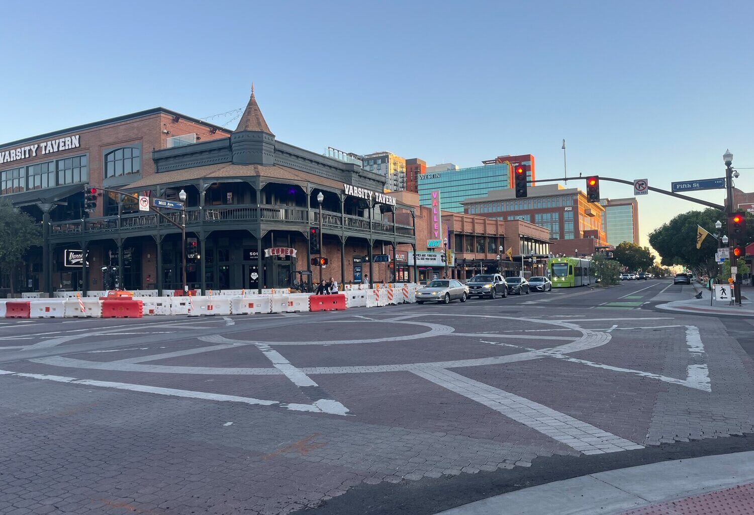 The corner of Mill Avenue and Fifth Avenue in downtown Tempe.