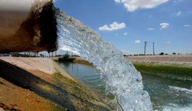 Water from the Colorado River diverted through the Central Arizona Project fills an irrigation canal, Aug. 18, 2022, in Maricopa. The board overseeing the state agency charged with finding new water supplies for Arizona is poised to approve as many as five imported water proposals for startup funding from taxpayers this week, but at least one potential project reignites decades of controversy.